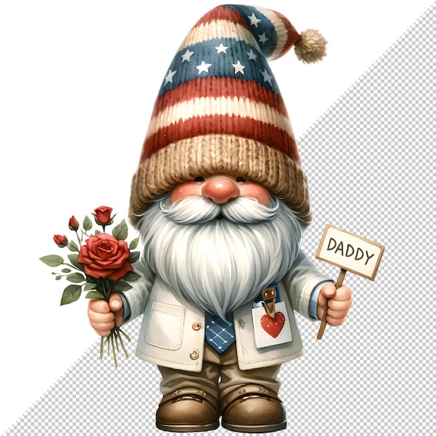 PSD dzień ojca gnomów akwarelowy ilustracja clipart