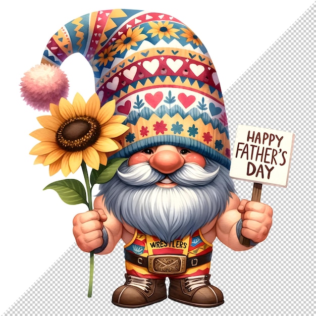 Dzień Ojca Gnomów Akwarelowy Ilustracja Clipart