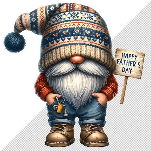 Dzień Ojca Gnomów Akwarelowy Ilustracja Clipart