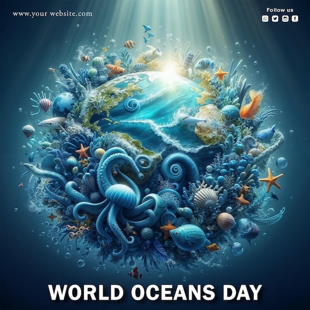 PSD dzień światowego oceanu - social media post design