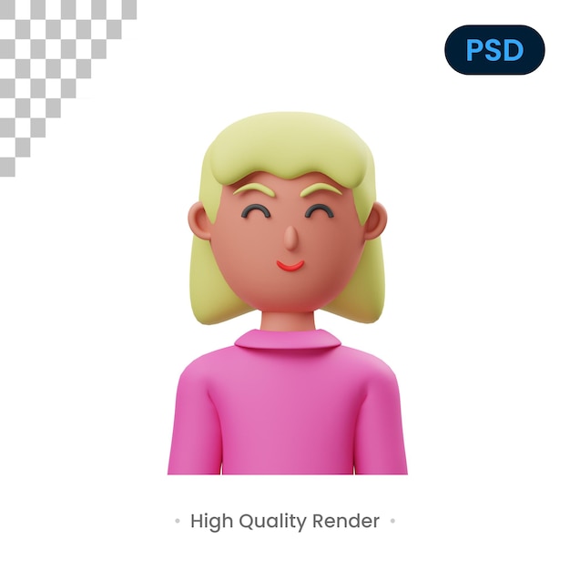 Dziewczyna 3d Render Ilustracja Premium Psd