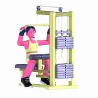 PSD dziewczyna sport lat pulldown maszyna workout fitness