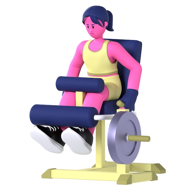 Dziewczyna Sport Leg Curl Machine Workout Fitness