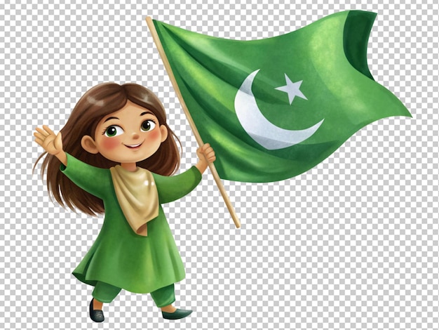 PSD dziewczyna trzymająca pakistańską flagę