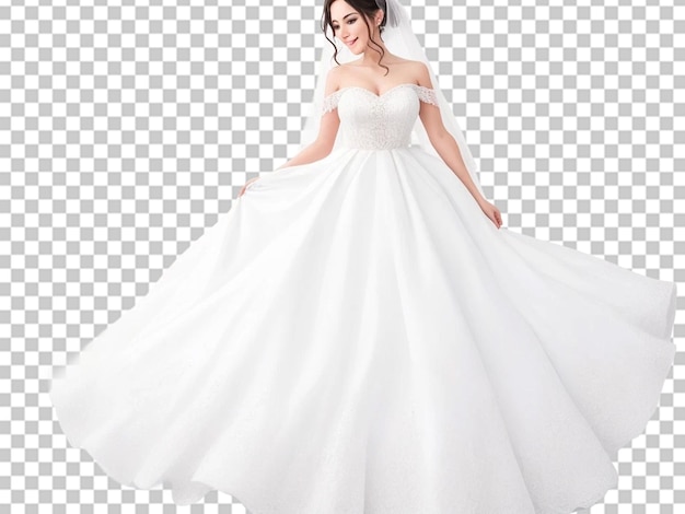 PSD dziewczyna w białej sukience ślubnej i nosi makijaż piękna biała suknia