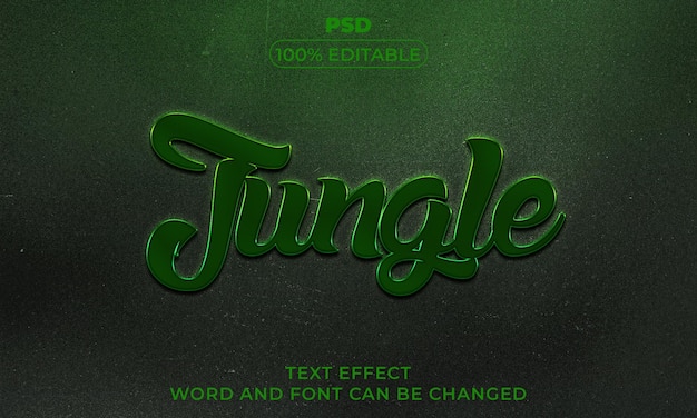 PSD dżungla 3d edytowalny styl efektu tekstowego z tłem