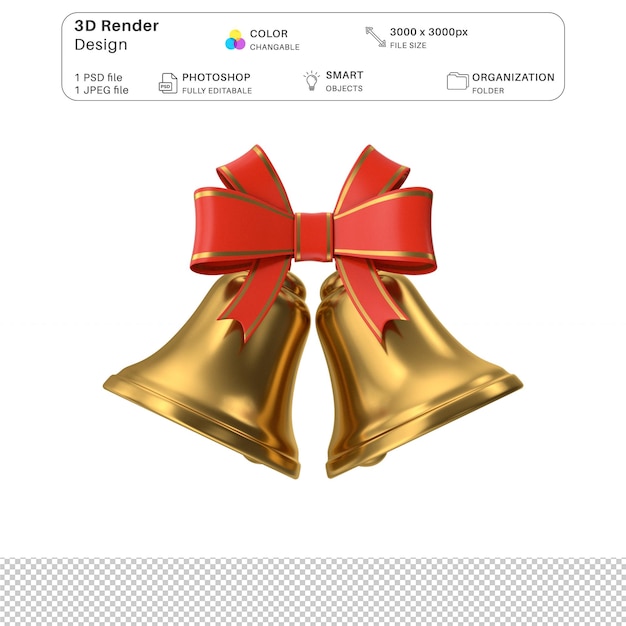 PSD dzwony bożonarodzeniowe 3d modelowanie pliku psd realistyczne dzwony bożonarodzeniowe