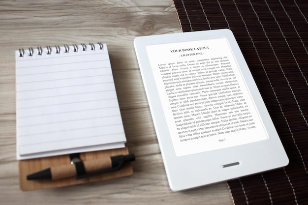 PSD e-book reader, mock-up, decorazioni per la casa, taccuino