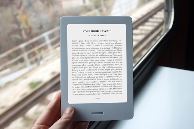 E-book reader mock-up, рельсы, окно