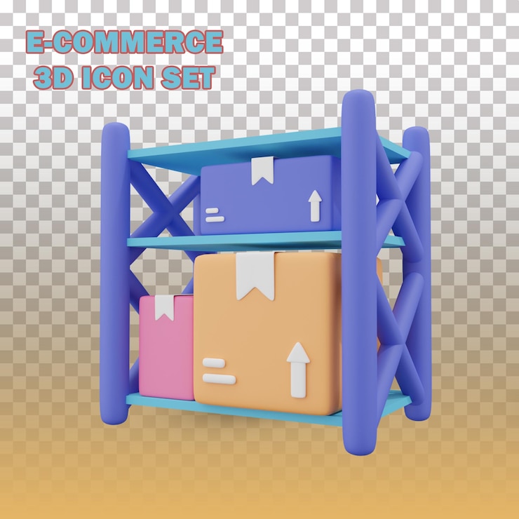PSD e-commerce 3d icon set warehouse