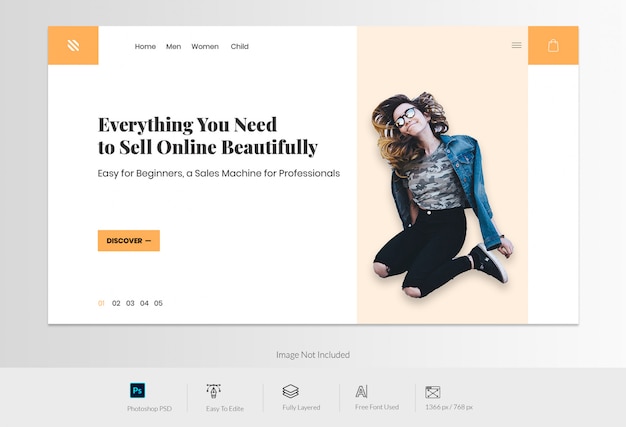 PSD e-commerce website landing page