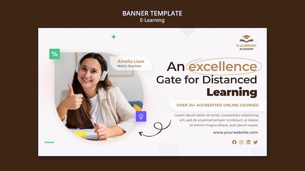e-learning and online distance classes horizontal banner template