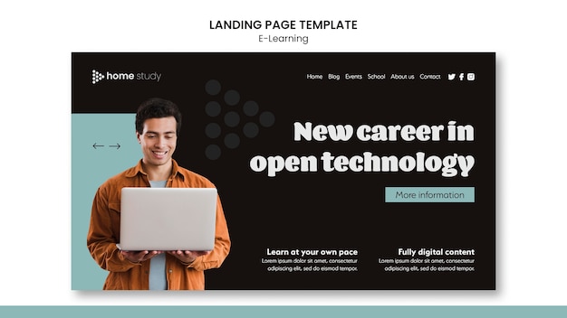 PSD e-learning landing page template