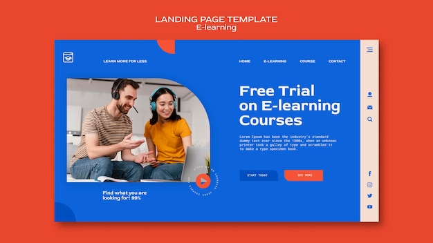 PSD e-learning and online distance classes landing page template