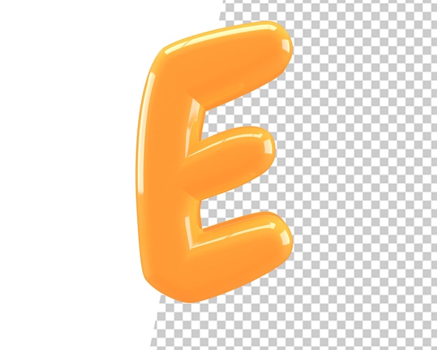 e letter gouden tekst 3d render