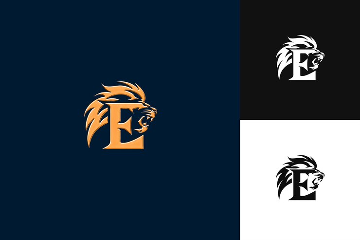 PSD e logo z monarch vibe letter mark logo style desig ilustracja logo wektorowe projekty