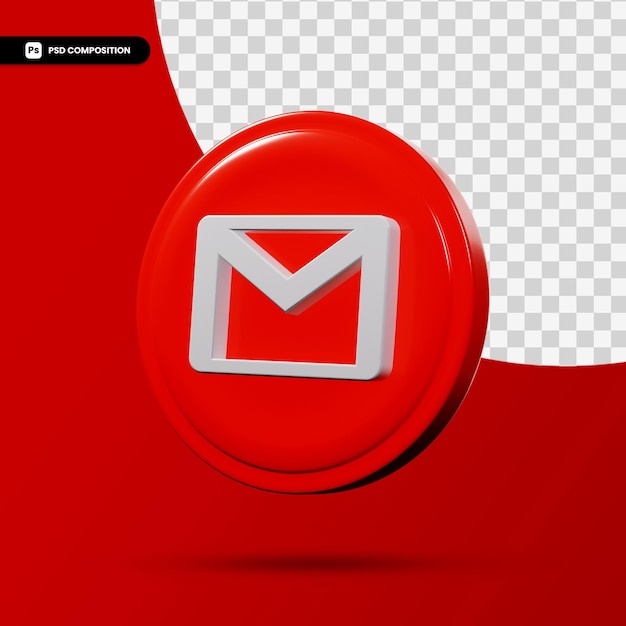 PSD e-mail 3d renderowania aplikacji logo na białym tle