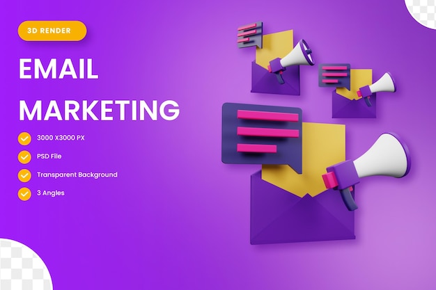 E-mail Marketing Ilustracja Ikony 3d Dla Interfejsu Użytkownika Witryny I Prezentacji Renderowanie 3d Ilustracja