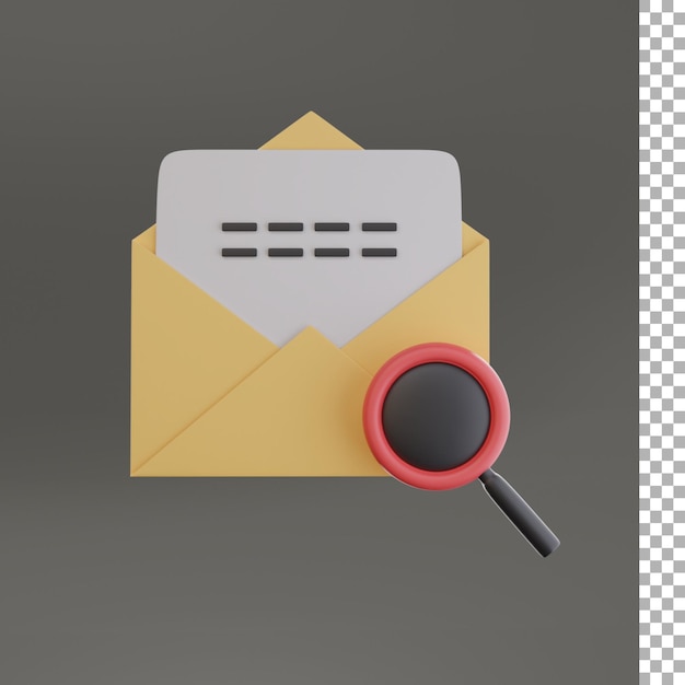 PSD e-mail zoeken 3d-pictogram