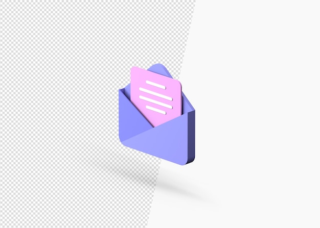 PSD e-mailbericht kennisgeving concept met 3d-rendering