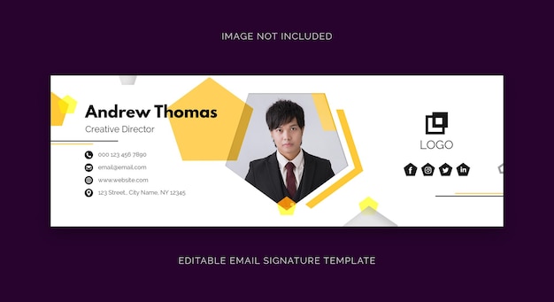 E-mailhandtekeningsjabloon e-mailvoettekst en persoonlijk social media-ontwerp