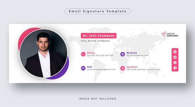 E-mailhandtekeningsjabloon of e-mailvoettekst en persoonlijke omslag voor sociale media