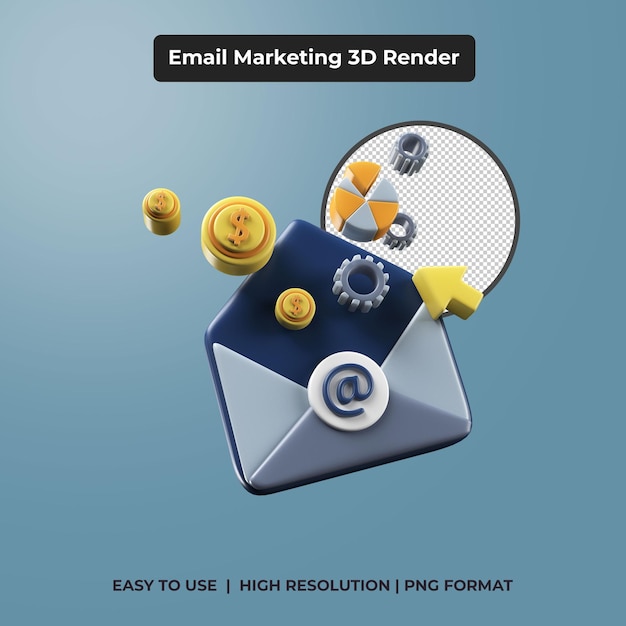 PSD e-mailmarketing 3d illustratie