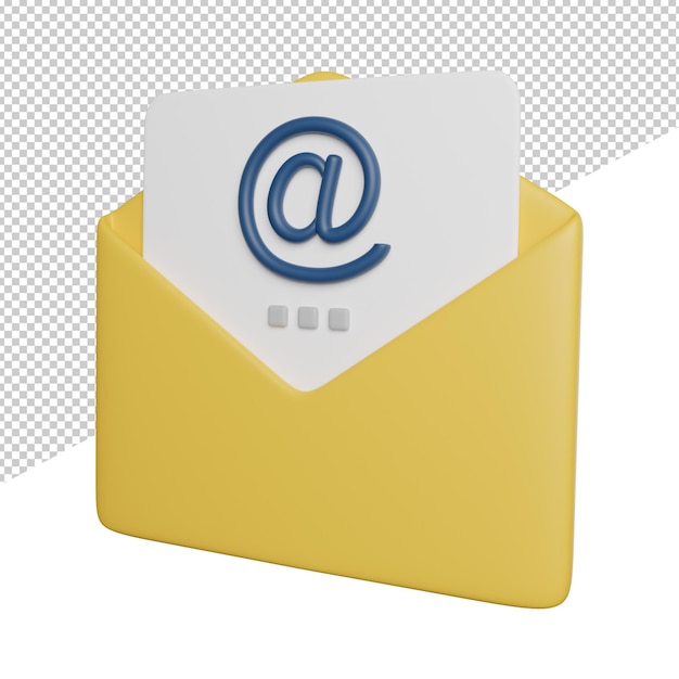 E-mailmarketing inbox zijaanzicht 3d-rendering pictogram illustratie op transparante achtergrond