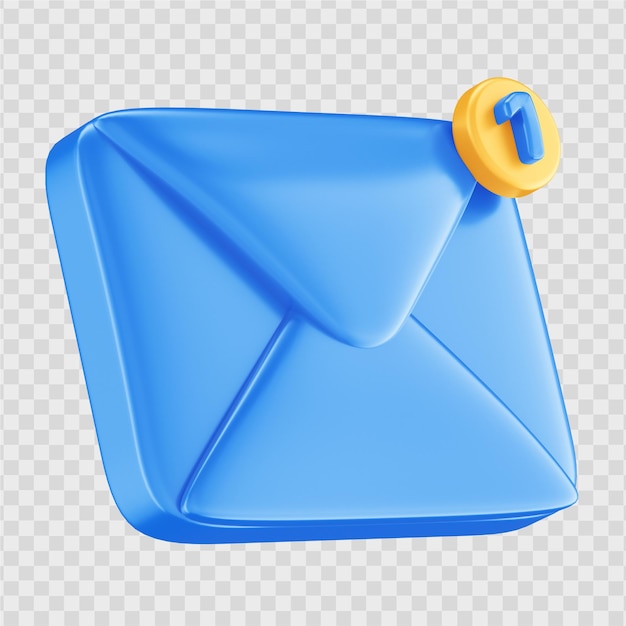 PSD e-mailpictogram 3d render illustratie transparant