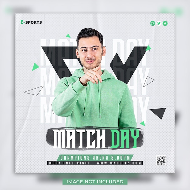 E-sports match day gaming event social media and flyer template