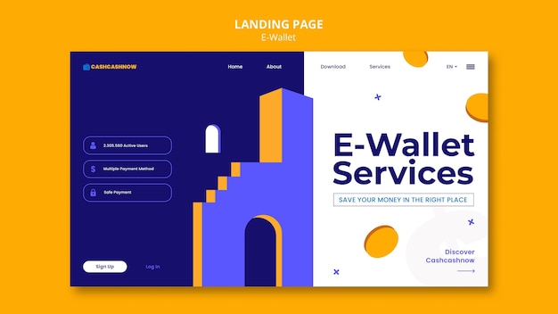 PSD e-wallet services landing page template