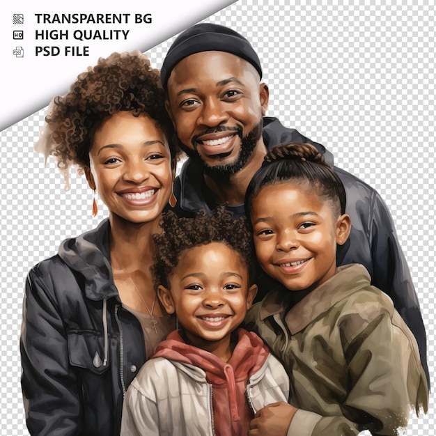 PSD eager black family ultra realistic style white background