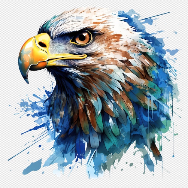 PSD eagle painted with watercolor