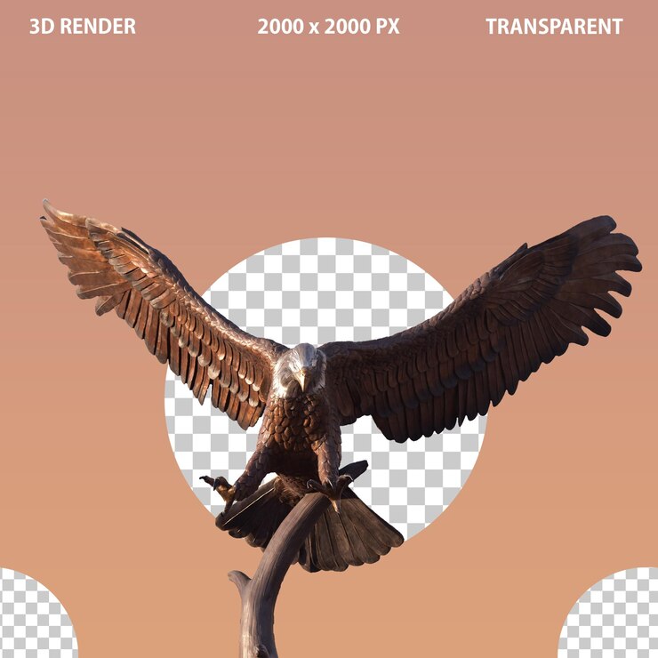 PSD eagle png image with transparent isolated background