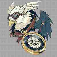 PSD an eagle with wings and a compass with wings