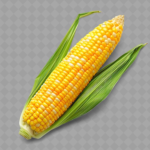 An ear of corn is shown on a transparent background