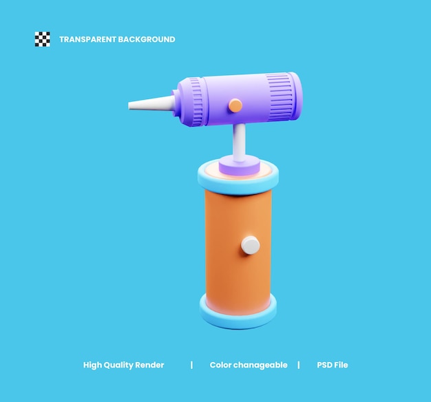 PSD ear otoscope 3d icon illustration