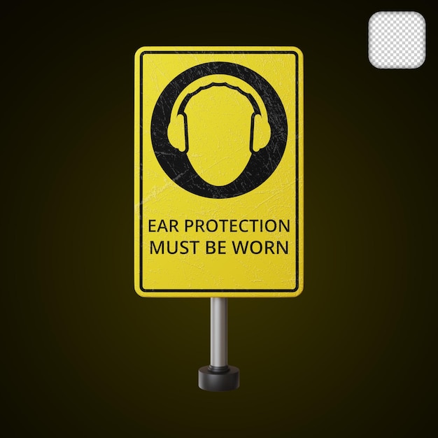 Ear Protection Must Be Worn Safety Equipment 3d illustration