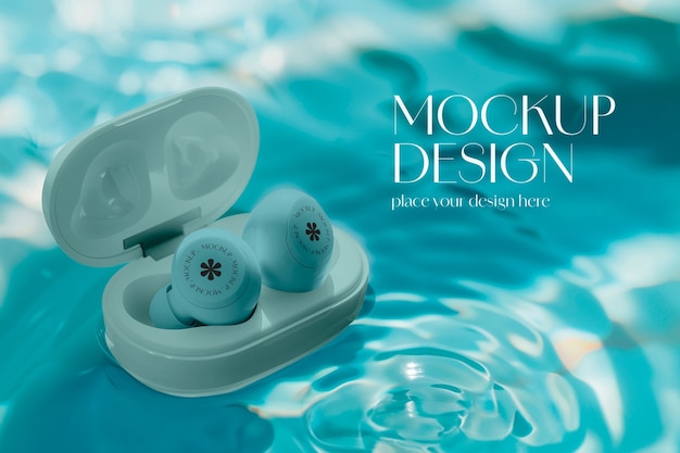 Earbuds  in case mockup