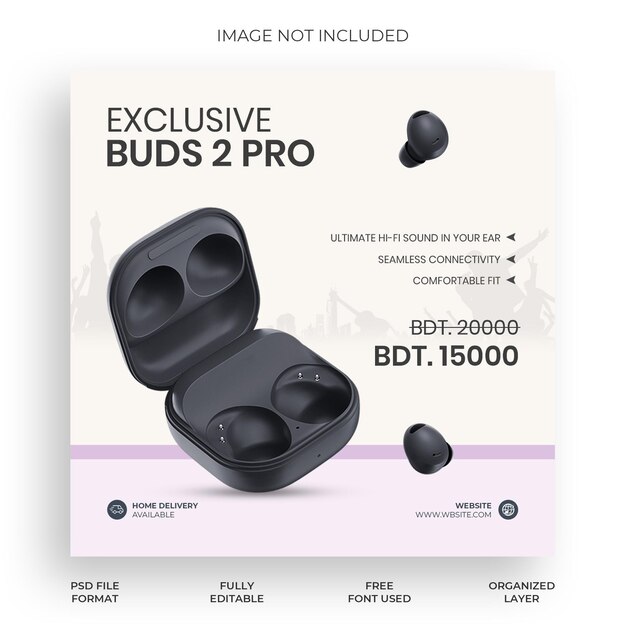 PSD earbuds social media design social media template banner design free psd instagram banner design