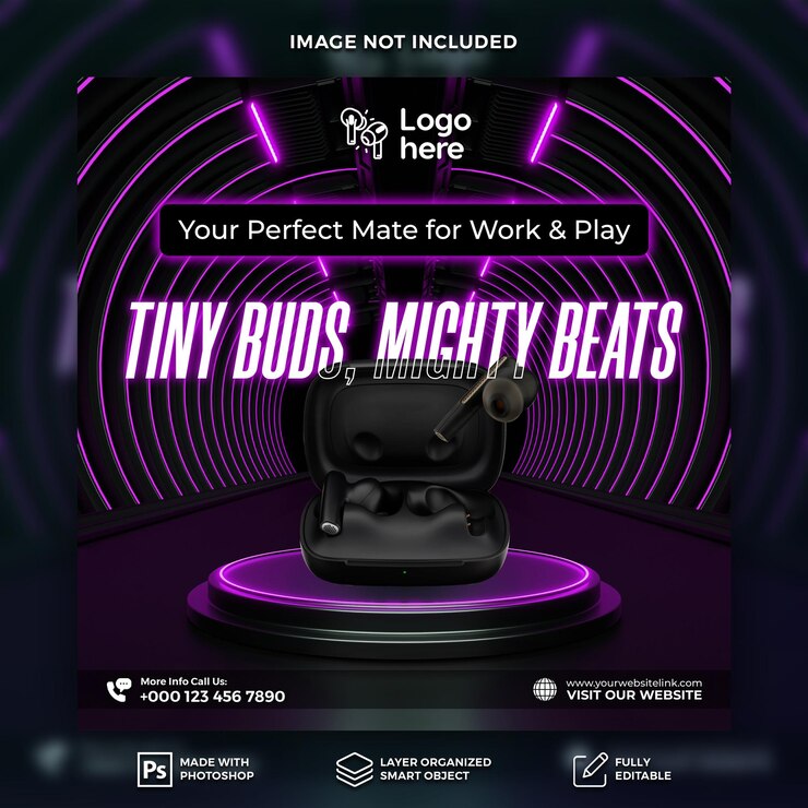 Earbuds Social Media Post Banner Template