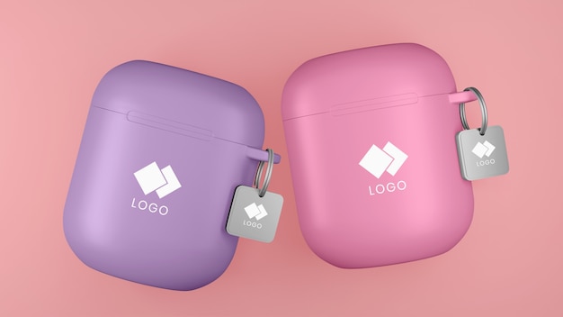 Earphone cases with tag mockup