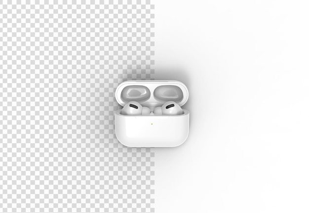 earphone open top view with shadow 3d render