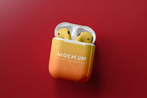 Earphones with case mockup