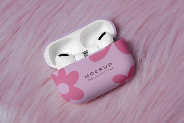 PSD earphones with case mockup