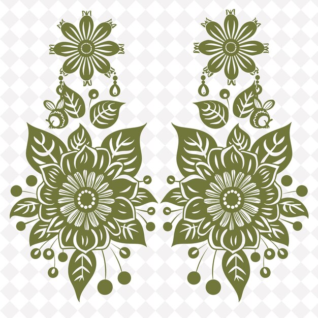 PSD earrings with a flower design and a flower on the top