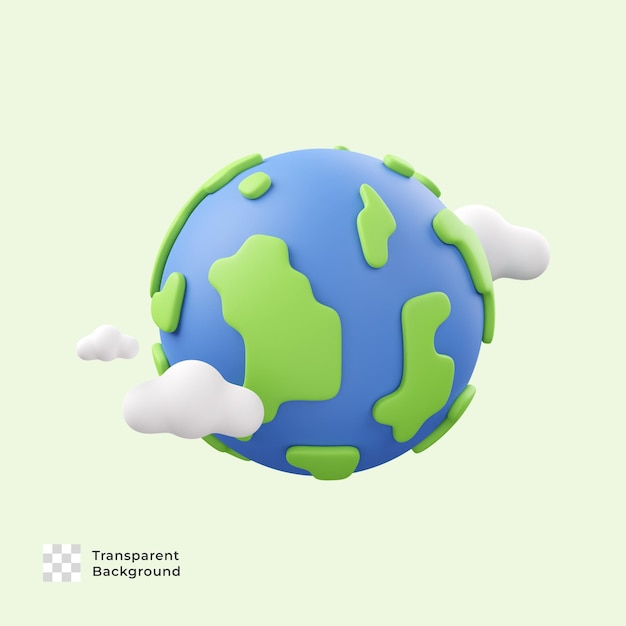 Earth 3d render icon illustration