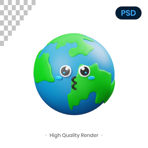 Illustrazione di rendering 3d della terra psd premium