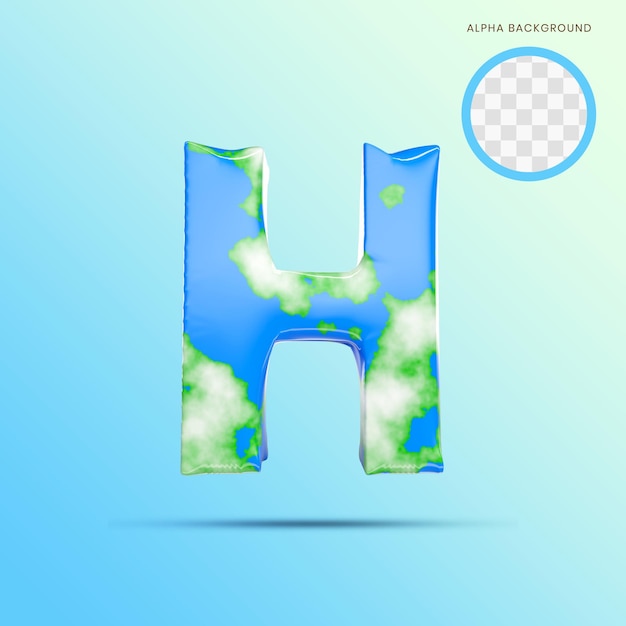 Earth Alphabet Upercase H 3D