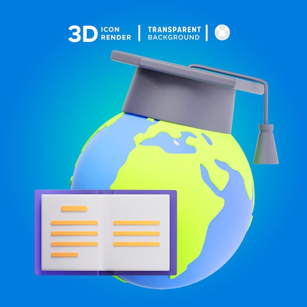 PSD earth certificate 3d illustration rendering